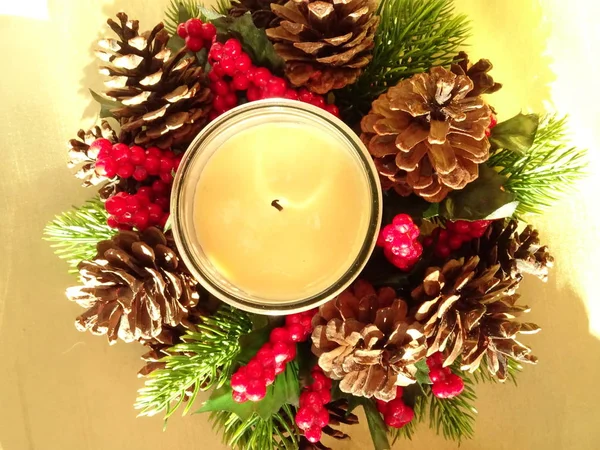 Christmas Candle Top View — Stock Photo, Image