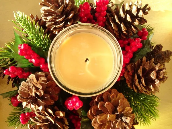 Christmas Candle Top View — Stock Photo, Image