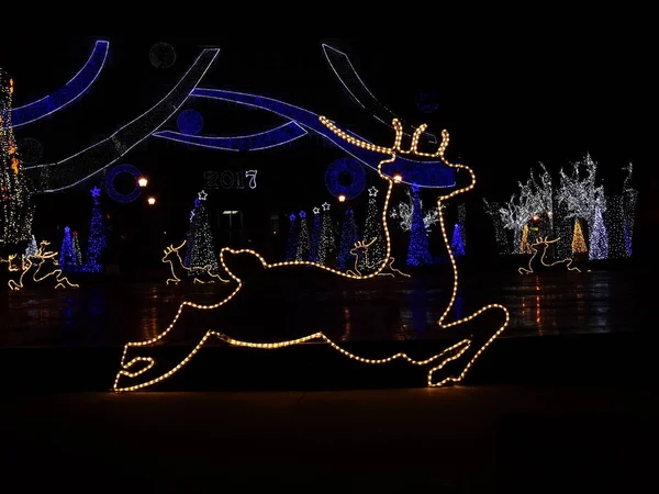 鹿圣诞灯饰装饰 — 图库照片