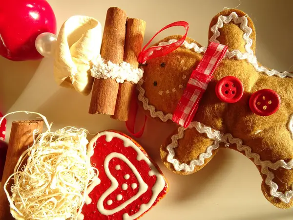 Decoración Navidad Con Corazón Rojo — Foto de Stock