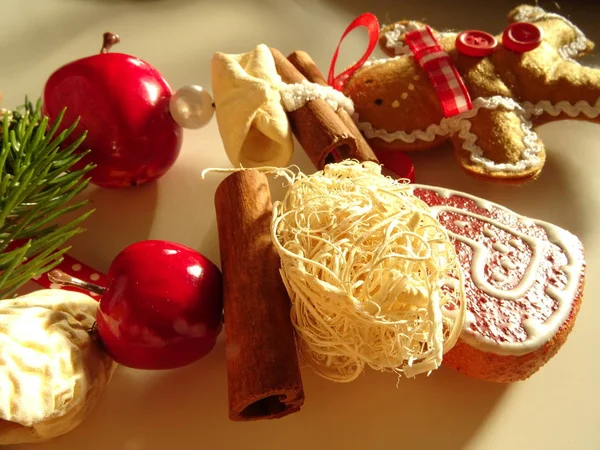 Decoración Navidad Con Manzanas Rojas — Foto de Stock