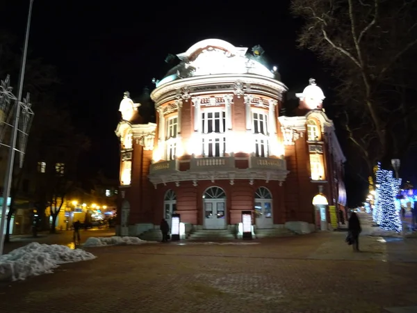 Varna Daki Opera Binası Bulgaristan Gece — Stok fotoğraf