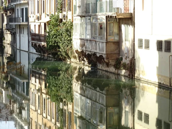 Budynki Odbijające Się Rzece Padwie — Zdjęcie stockowe