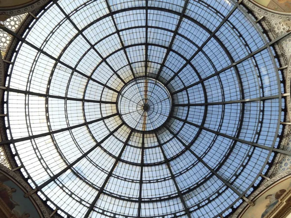 Γυάλινη Οροφή Θόλο Της Πινακοθήκης Μιλάνο — Φωτογραφία Αρχείου
