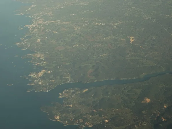 Uçaktaki Sahil Adalar Manzarası — Stok fotoğraf