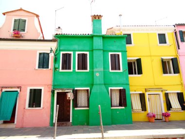 Renkli ev cephe Burano, İtalya