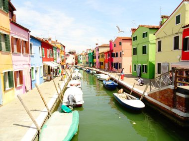 Renkli ev cephe Burano, İtalya