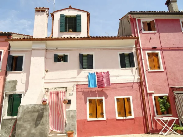 Fasady Domów Kolorowe Burano Włochy — Zdjęcie stockowe