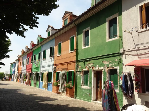 Farbenfrohe Hausfassaden Burano Italien — Stockfoto