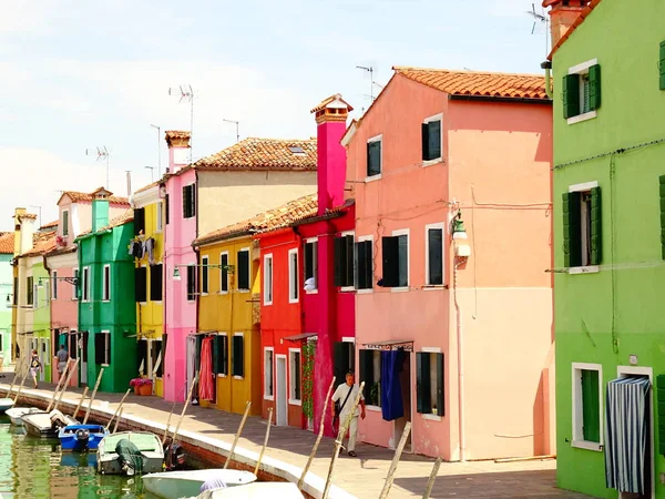 Facciate Colorate Burano Italia — Foto Stock
