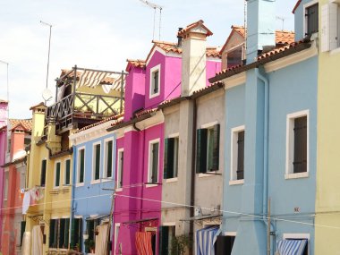 Renkli ev cephe Burano, İtalya