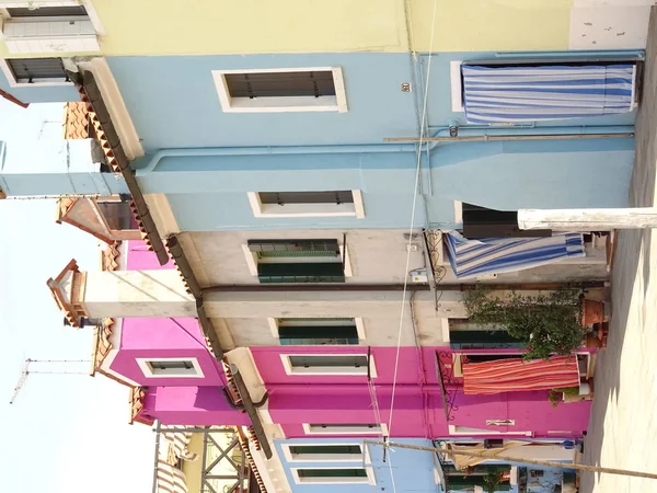 Fasady Domów Kolorowe Burano Włochy — Zdjęcie stockowe