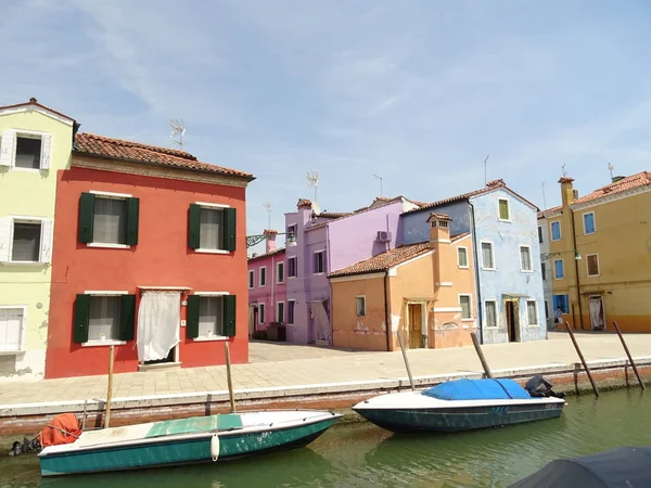 Facciate Colorate Burano Italia — Foto Stock