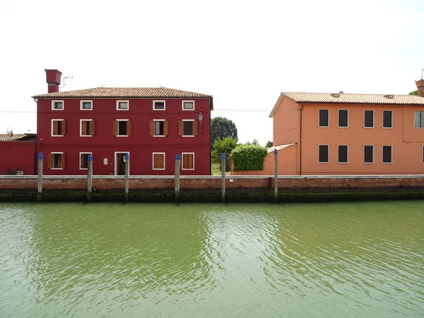 Burano Case Colorate Vista Mare — Foto Stock