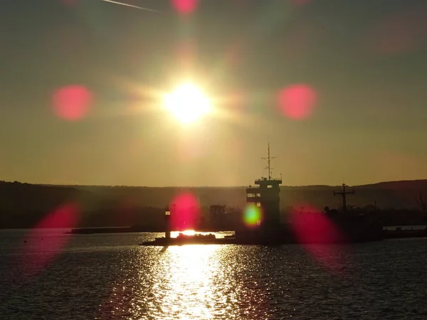 Sonnenuntergang Seehafen — Stockfoto