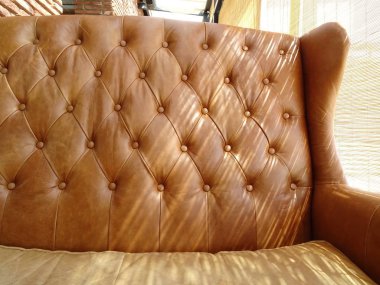 Lüks kahverengi deri kanepe