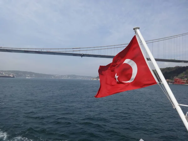 National Turkish Flag Background Sea — Stock Photo, Image
