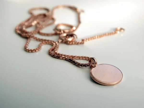 Delicate Pink Gold Necklace with Round Pendant