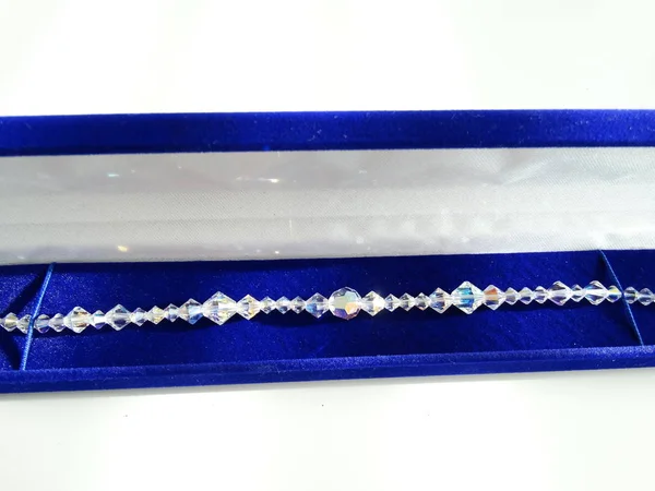 Crystal Bracelet in a Royal Blue Velvet Jewelry Box