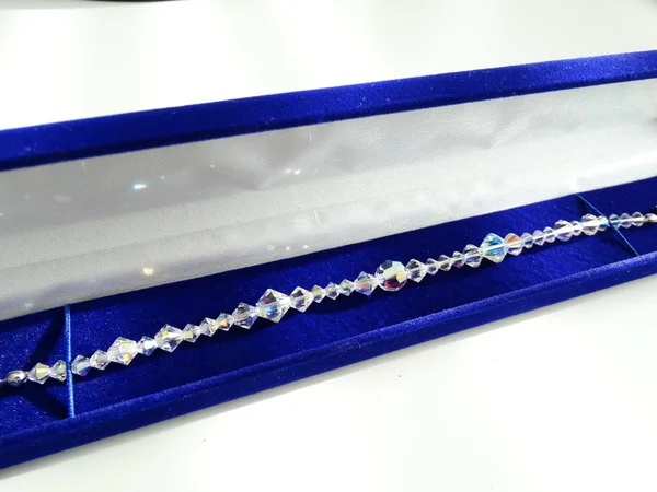 Crystal Bracelet in a Royal Blue Velvet Jewelry Box