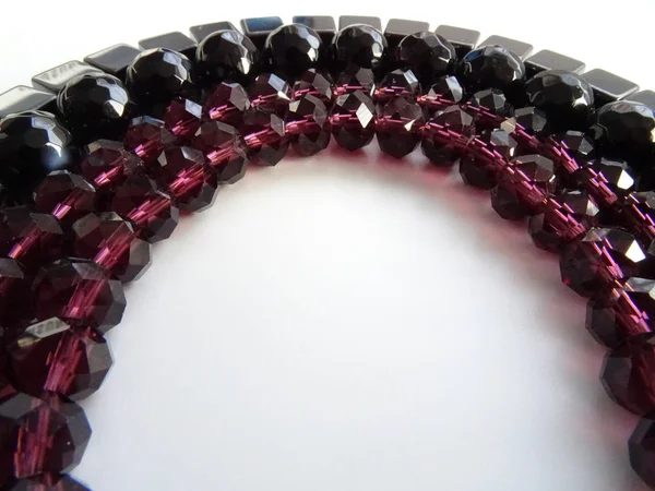 Cuerdas Negro Gris Claret Perlas Piedras Preciosas Varios Shap —  Fotos de Stock