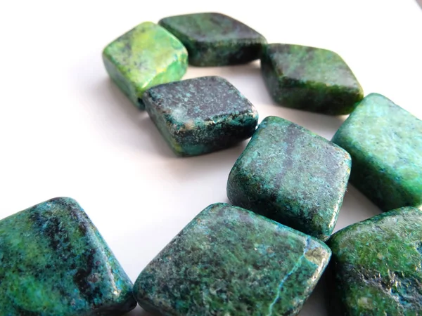 Green Rhomb Gemstone Beads