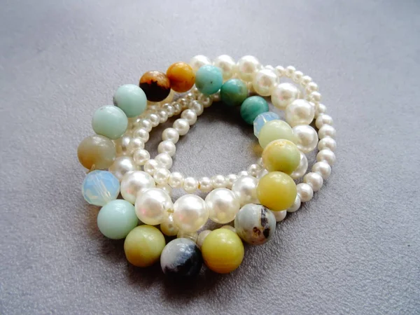 Vintage Style Gemstone and Pearls Bracelets