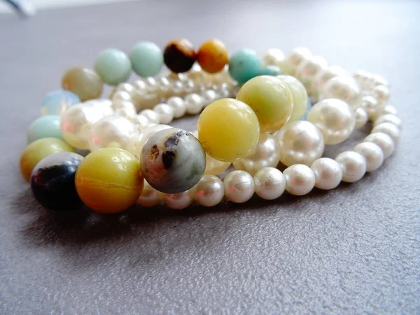 Gemstone Pearls Bracelets — стоковое фото