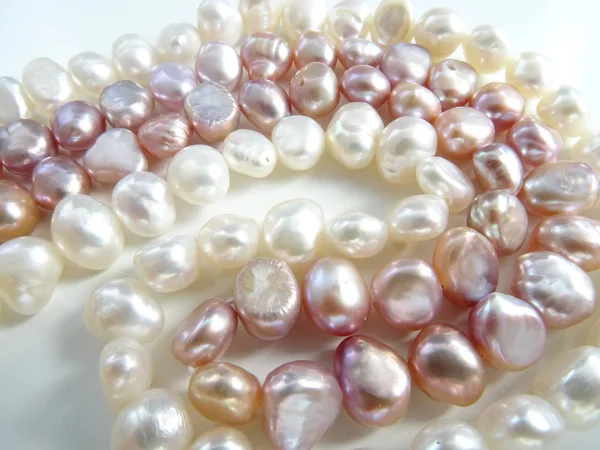 White Pink Freshwater Waterscapes Pearls Strings — Stock Photo, Image