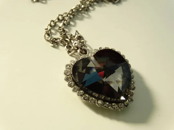 Dark Crystal Heart Shaped Necklace Pendant