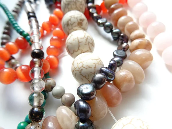 Mixed Gemstone Bead Strings Various Colors Stock Image