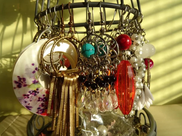 Beautiful Small Handmade Earrings — Stock Photo, Image