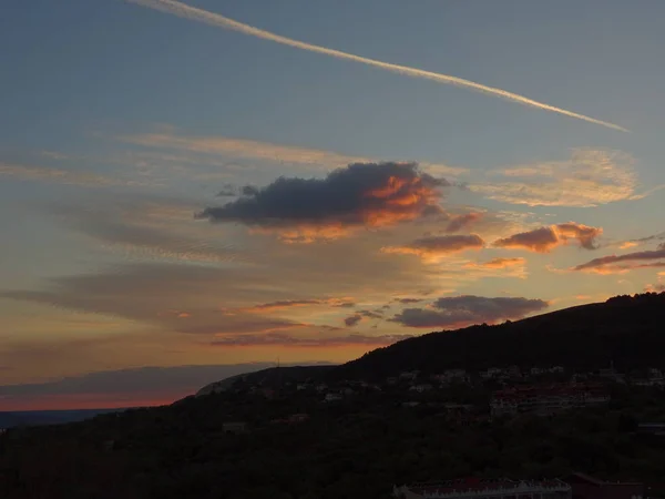 Dramático Atardecer Cielo Pared Fondo Primer Plano — Foto de Stock