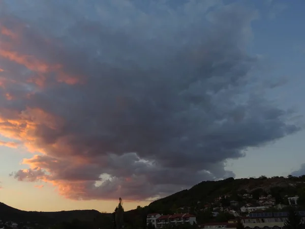 Dramatischen Sonnenuntergang Himmel Wand Hintergrund Nahaufnahme — Stockfoto