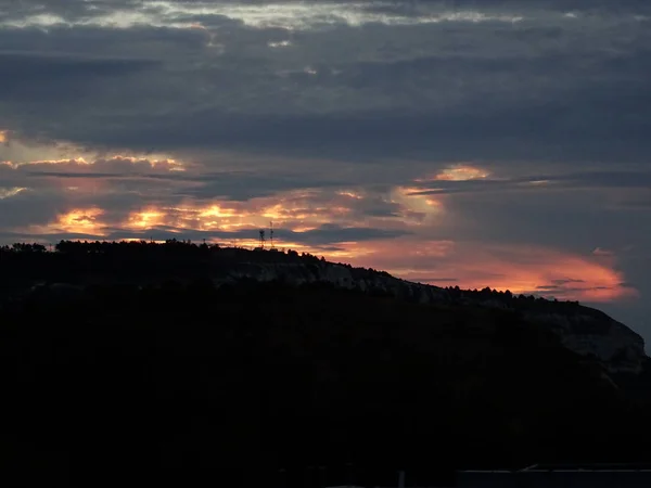 Dramatic Sunrise Sky Wall Background Close — Stock Photo, Image
