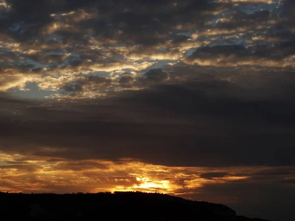 Драматичний Схід Сонця Небесна Стіна Фон Крупним Планом — стокове фото