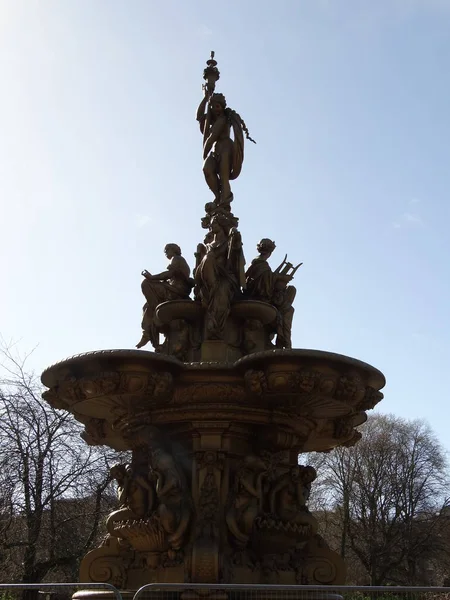 Ross Fontána Západním Princes Street Gardens — Stock fotografie