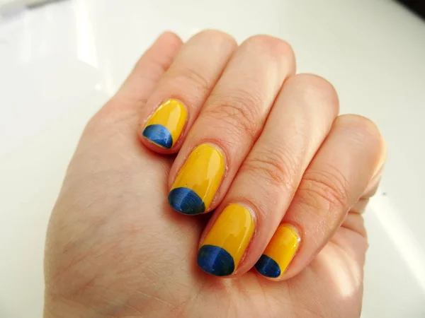 Blue and Yellow Nail Polish Art