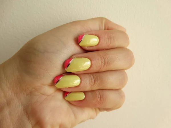 Yellow and Pink Summer Nail Polish