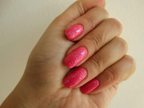 Pink Nail Polish with Glitter