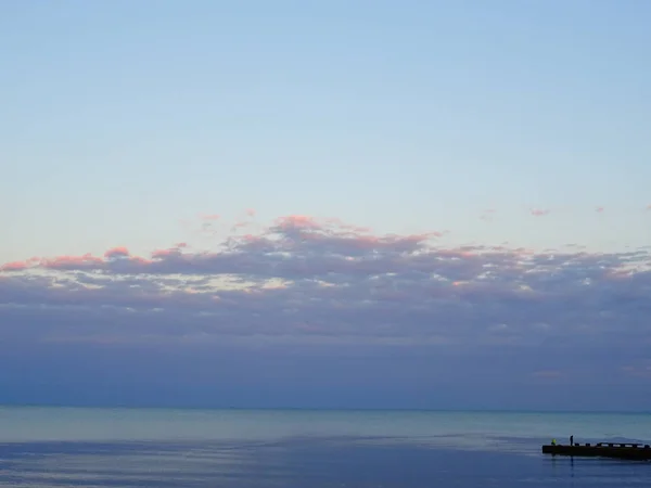 Acqua Blu Del Mare Paesaggi Acquatici Che Fondono Con Cielo — Foto Stock