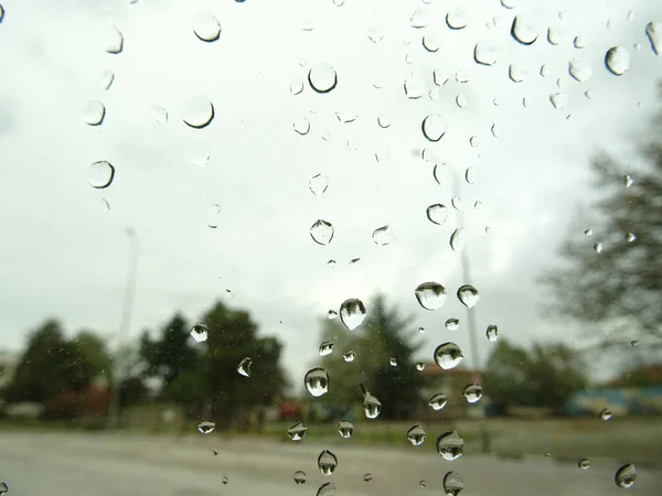 Dešťové Kapky Okenní Sklo — Stock fotografie