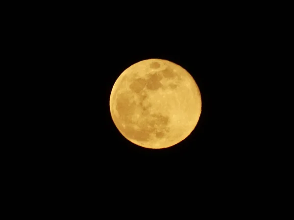 Pleine Lune Sur Fond Ciel Noir — Photo
