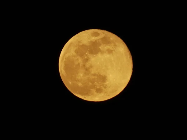 Pleine Lune Sur Fond Ciel Noir — Photo