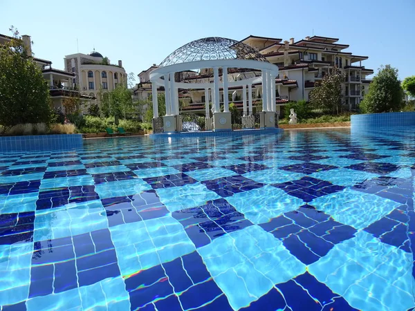 Piso Azulejos Piscina Azul — Fotografia de Stock