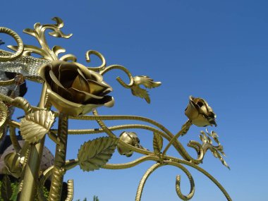 Altın gül gökyüzü arka plan üzerinde