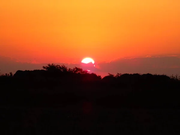 Mening Van Oranje Zonsondergang Hemel — Stockfoto