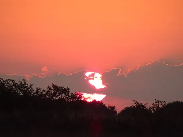 Προβολή Του Ουρανού Πορτοκαλί Ηλιοβασίλεμα — Φωτογραφία Αρχείου