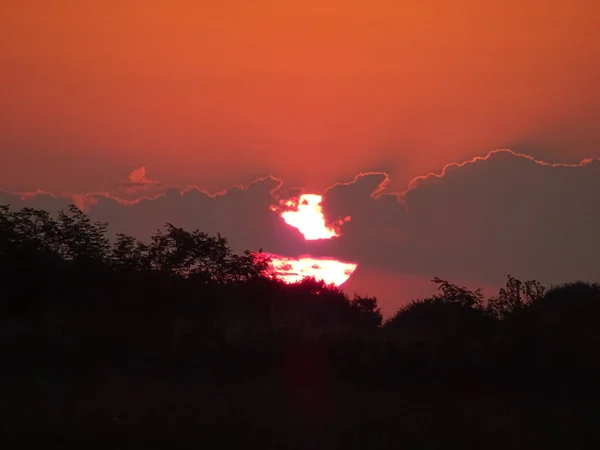 Mening Van Oranje Zonsondergang Hemel — Stockfoto