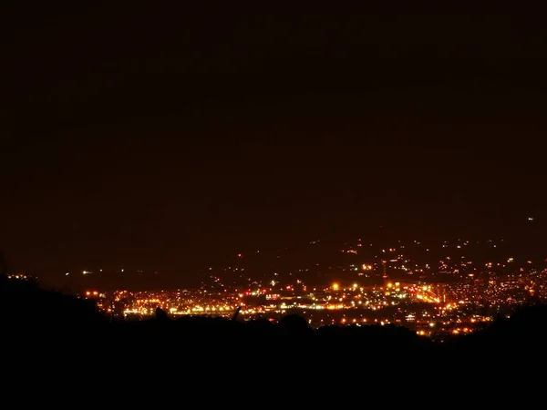Panoramiczny Widok Miasto Miejski Noc — Zdjęcie stockowe